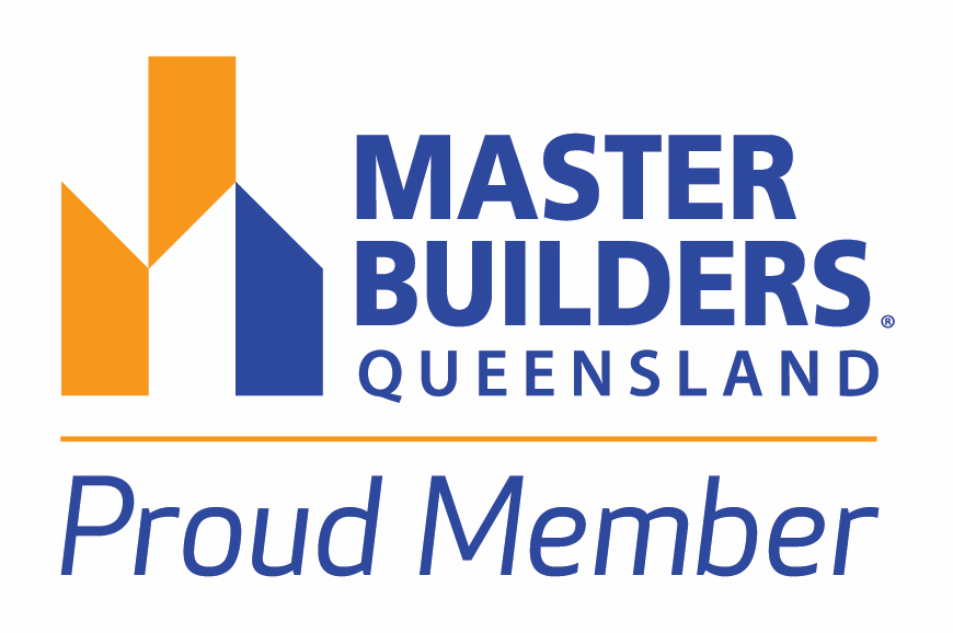 white badge that says master builders proud member