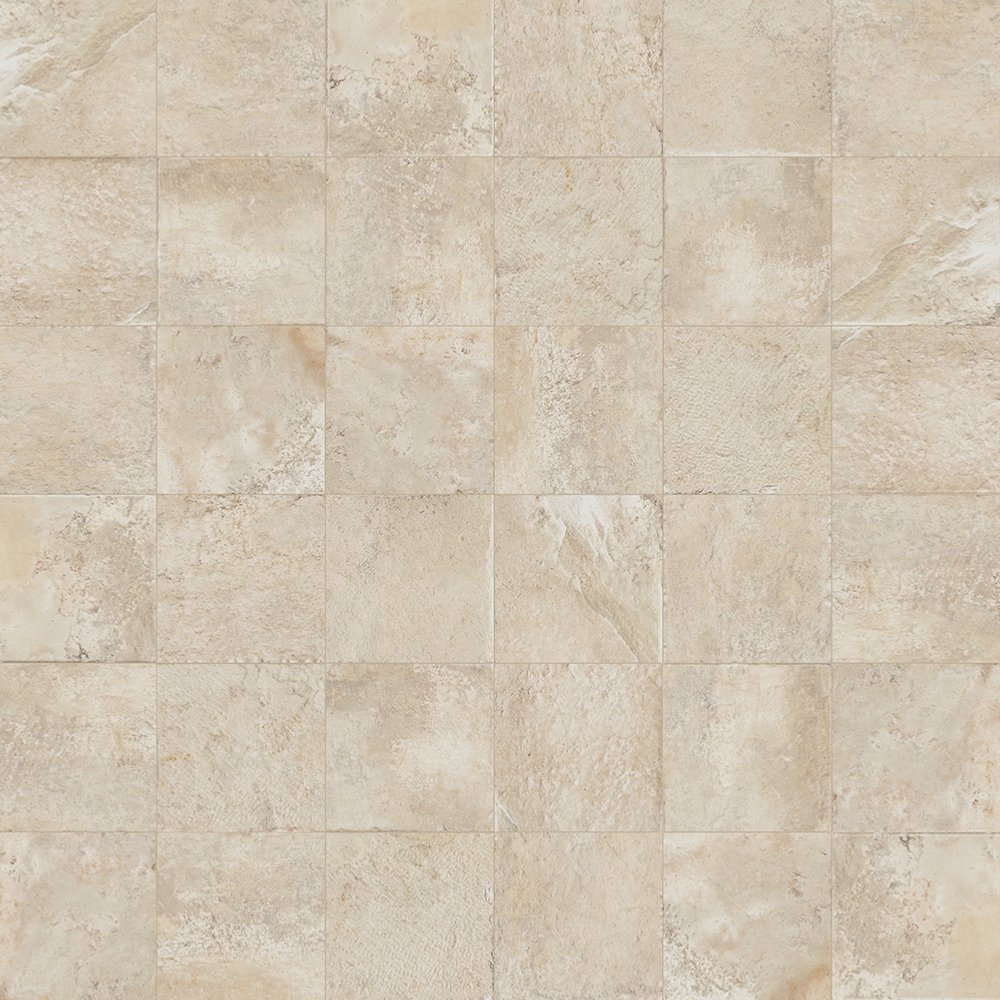 square textured travertine floor tiles in a pattern